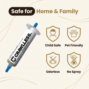 CRAWLLESS is safe for home and family: child safe, pet friendly, odorless, no spray